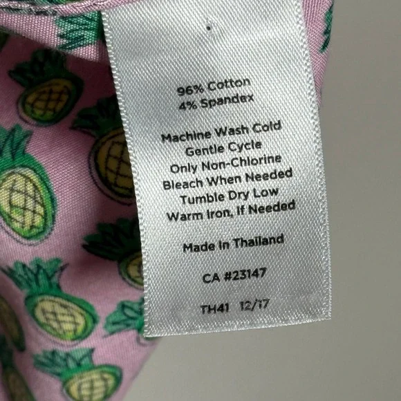 Talbots Womens Non Iron Shirt 10 Pink Pineapple Print Scalloped - Picture 6 of 8